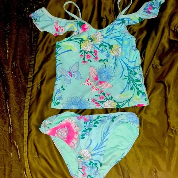 Girls' 2-Piece Tankini Swimsuit - UPF 50+ Protection With Tie Dye Design